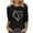 Black, variant on 3/4 Sleeves Valentine's Day Printed T-shirt for Women Round Neck Casual Tops Blouse White,10
