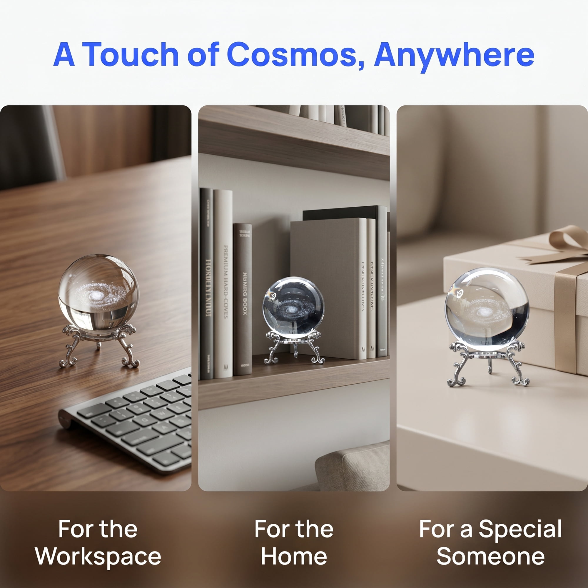 Unique Bargains Crystal Ball Figurine 3D Glass Paperweight with Base Clear Style B