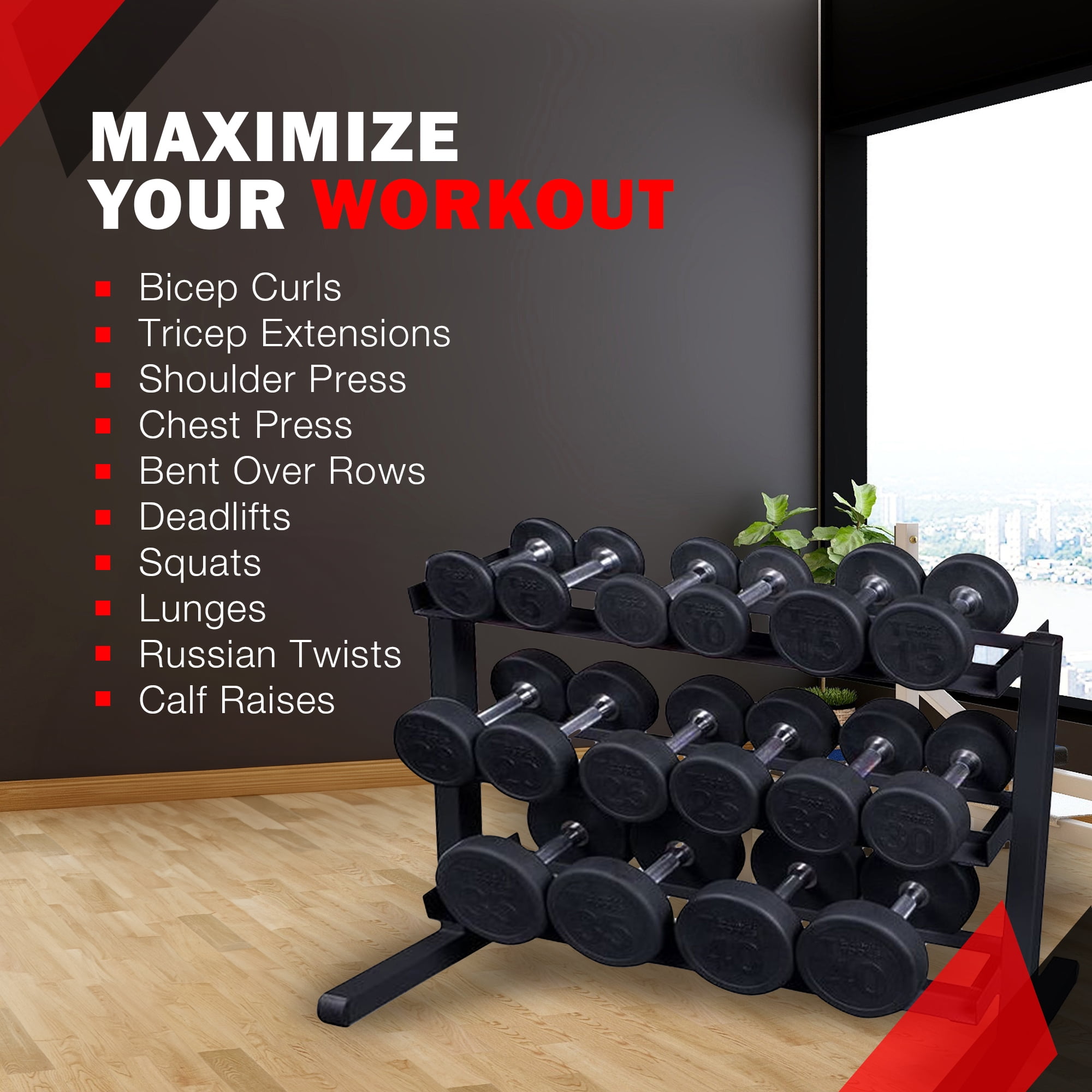 Body-Solid GDR363B 3 Tier Horizontal Dumbbell Rack