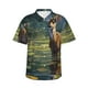 thumbnail image 1 of Balery Peaceful Deer Lily Pond Camisas hawaianas de manga corta para hombre, camisas playeras de corte holgado, camisas de vacaciones con botones,Medium, 1 of 7