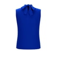 thumbnail image 6 of Miluxas Women's Sleeveless Halter Neck Blouse - Front Ruffle & Back Tie Bow Casual Tank Top Solid Flowy Shirts Ideal for Work and Daily Wear Blue, 6 of 9
