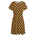 thumbnail image 4 of White And Brown Polka Dots Dress Fashion Beach Short Sleeve Dresses Female Party Printed Sundress, 4 of 7