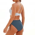 thumbnail image 3 of Traje de baño de 2 piezas para mujer, trajes de baño para mujer, bikini de cintura alta con escote en V y cordón ajustable, conjunto de traje de baño dividido para mujer, 3 of 3