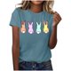 thumbnail image 1 of Mujeres Manga Corta de Verano Tops Pascua Impresa Cuello Redondo, Blusa de Moda Casual para la Primavera, 1 of 4