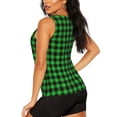 thumbnail image 3 of Lsque Buffalo Plaid Green Black Printed Workout Tank Tops for Women, Athletic Sports Tank Tops, Compression Sleeveless Dry Fit Shirts,Sleeveless Yoga Shirt-, 3 of 9