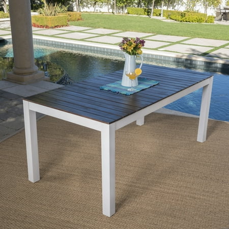 table dining outdoor brown legs wood acacia beverly finished dark jillian pu noble rectangular walmart