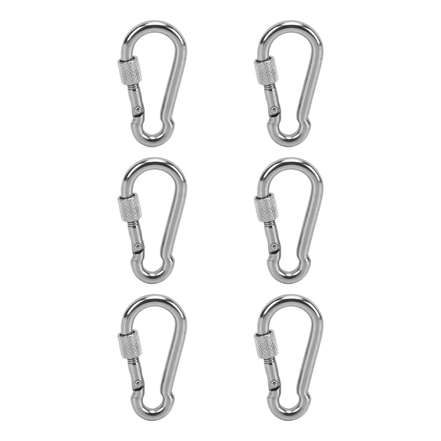 Ganchos a presión de acero inoxidable, 6 piezas, ganchos a presión de resorte, conector de cuerda resistente, gancho conector de cuerda para acampar, diseño revolucionario