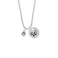 thumbnail image 2 of Delight Jewelry Silvertone Mini Rounded Paw Silvertone Script Initial Disc - W - Charm Necklace, 20"+3", 2 of 4