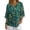 Green Leaf, variant on Moon Plum Blossom Wave Print Womens Tops Casual V Neck 3/4 Sleeve Blouses V Neck Shirt Linen-Style Button Down Clothes