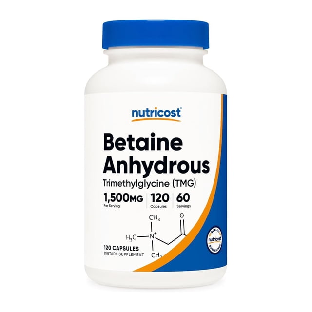 Nutricost Betaine Anhydrous 1500 mg | 120 Cápsulas | Apoyo Metabólico y Rendimiento Muscular
