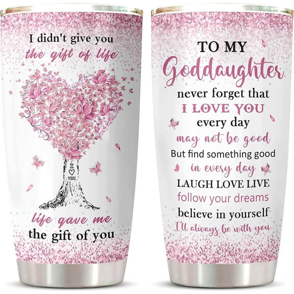 Goddaughter Gifts from Godmother, Gifts for Goddaughter Tumbler, Goddaughter Baptism Birthday Gifts, God-Daughter Gifts from Godfather, Goddaughters First Communion Gift Coffee Cup 20oz 1PC