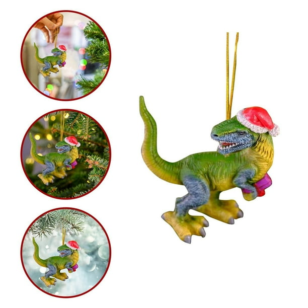 Adornos Navideños Dinosaurio de Madera Decoración de Árbol de Navidad Xihbxyly