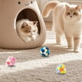 thumbnail image 5 of Interactive Pet Toys, 4Cm Diameter Colorful Pom-Pom Cat Toys - Interactive Handmade Catnip-Free Pet-Safe Balls, Soft Multi-Textured Surface, Bright Contrasting Colors, 6 Unique, 5 of 5