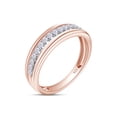 thumbnail image 2 of AFFY 0.25CT Moissanite Diamond Channel Set Men's Engagement Ring in 14K Rose Gold over Silver-9, 2 of 6