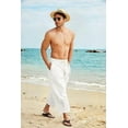 thumbnail image 2 of COOFANDY Men's Cotton Linen Harem Pants Drawstring Casual Cropped Trousers Lightweight Loose Beach Yoga Pants with Pockets, 2 of 5