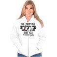 thumbnail image 3 of Breast Cancer Lord Will Fight For You Zip Hoodie Sweatshirt Women Brisco Brands S, 3 of 6