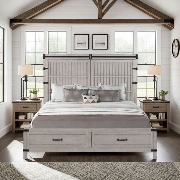Bed Frame Alexandria Queen Storage Bed, Mountain Finish