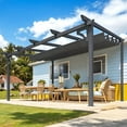thumbnail image 5 of YODOLLA 14' x 10' Outdoor Lean to Gazebo, Retractable Pergola with Adjustable Sun Shade Canopy Roof, Aluminum Awnings ​for Garden, Patio, Backyard, Dark ​Gray, 5 of 8