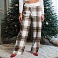 thumbnail image 6 of Women Winter Soild Color Pants Full Length Long Trousers Sports Pants with Plaid Print and Drawstring for Everyday Casual Style,Camel,L, 6 of 8