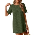 thumbnail image 2 of Admvng Dresses Women Eyelet Lace Round Neck Short Sleeve Casual Summer Mini Shift Dress, 2 of 6