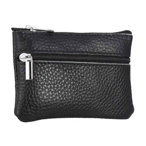 Mini bolso de cuero para monedas Monedero de moda Mini bolso de mano con cremallera (negro)