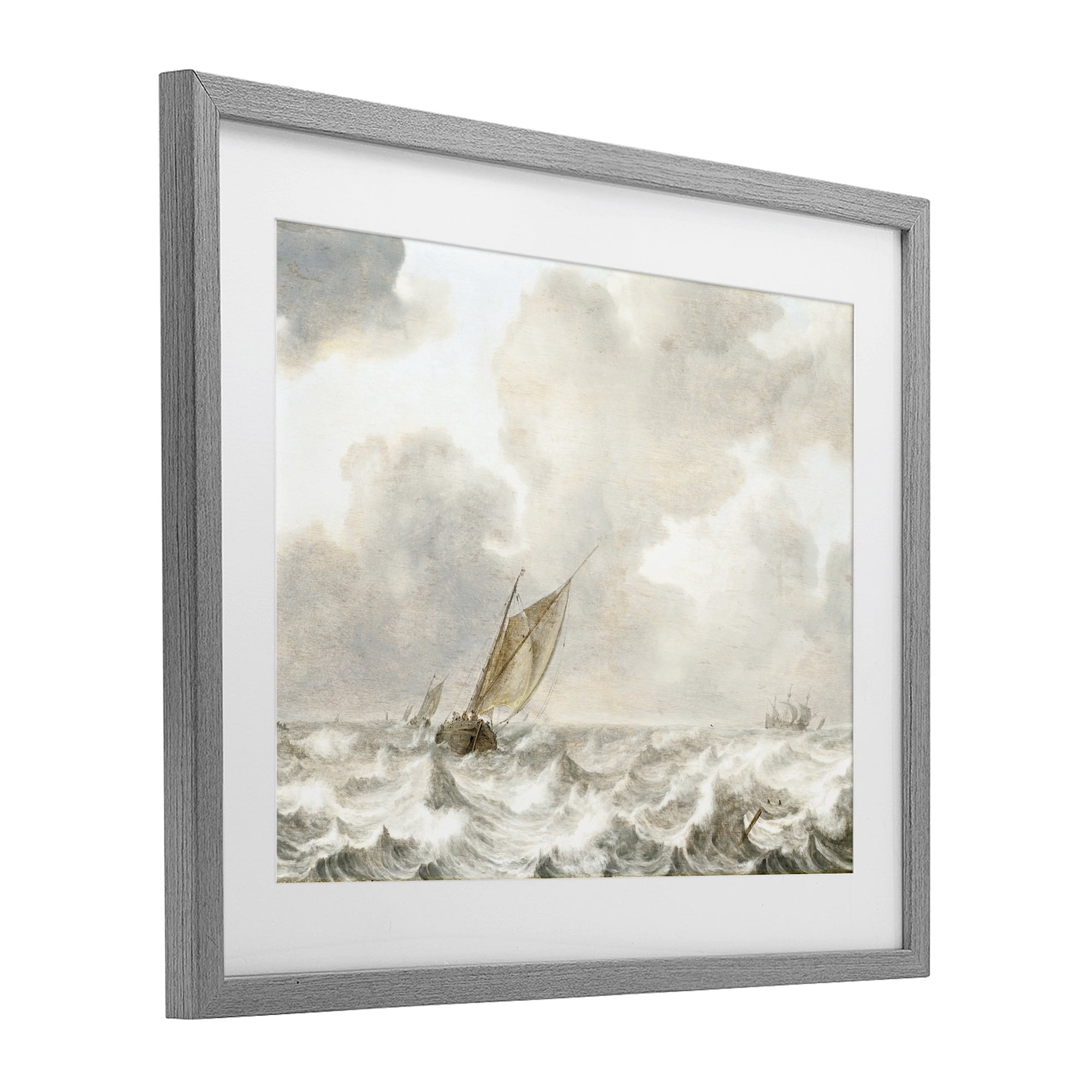 Stupell Industries Vintage Stormy Seas Gray Framed Print Under Glass, design by Leah Straatsma