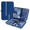 thumbnail image 1 of Set de manicura, kit de pedicura, cortaúñas, kit de aseo profesional, herramientas de uñas 18 en 1 con lujoso estuche de viaje para hombres y mujeres 2020 versión mejorada azul (18 en 1) (azul 18 en, 1 of 3