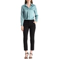 thumbnail image 3 of Allegra K Women's Elegant V Neck Point Collar Long Sleeve Smooth Satin Blouse, 3 of 7