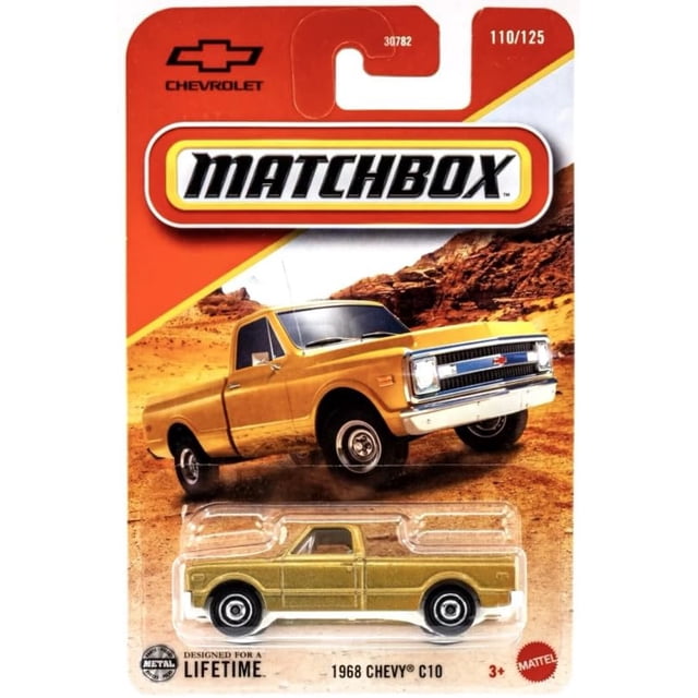 Vehículo fundido a presión Matchbox 1968 Chevy C10 a escala 1:64 dorado