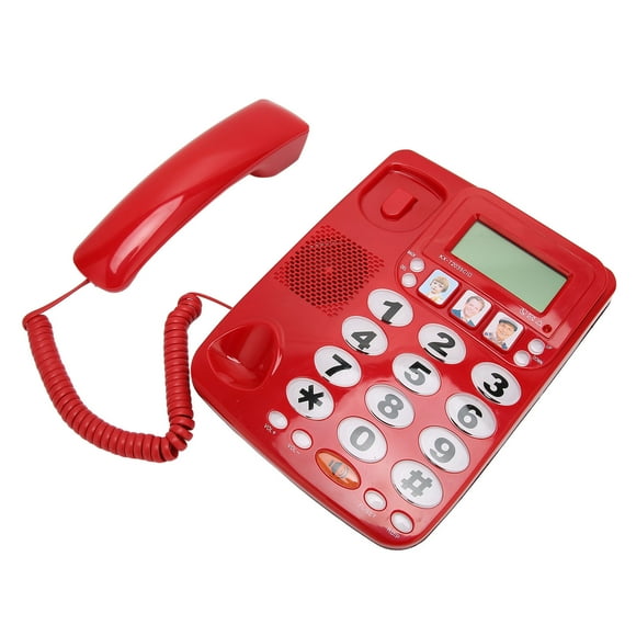 Landline Phones, Last Number Corded Phone Clear Sound Dual Port For Office Red