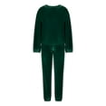 thumbnail image 4 of YUGYXL Two Piece Sets for Women Fall Velour Tracksuit Set Womens Sweatshirt Solid Color Crew Neck Sweatsuit and Casual Jogger Green XXL, 4 of 5