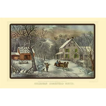 American Homestead Winter- Fine Art Canvas Print (20" x 30")
