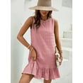 thumbnail image 2 of Women's Ruffle Hem Sleeveless Tank Dress Round Neck Casual Smock Summer Mini Dresses, 2 of 11