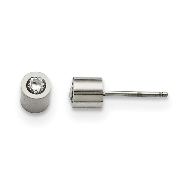 Stainless Steel Cubic Zirconia Cz Earrings Stud