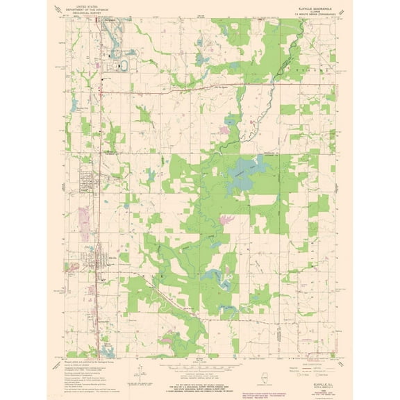 Topographical Map - Elkville Illinois Quad - USGS 1968 - Vintage Wall Art