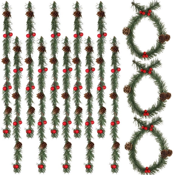 Decorative Holiday Garland Ties,20 Pcs 13.8" Christmas Garland Ties with Red Berries and Pine Cones,Christmas Holiday Craft Supplies for Christmas Party Yard Wall Doorway Craft Gift Wrapping