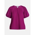 thumbnail image 6 of Scenario Women's Textured Top with Short Puff Sleeves, Sizes XS-XXXL, 6 of 6