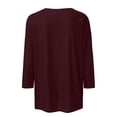 thumbnail image 4 of Domuza Woman's Independence Day Shirt Usa Flag Graphics 3/4sleeve Tops Casual Crew-Neck T-Shirts 2026 Summer Lightweight Clothing Wine S, 4 of 5