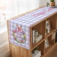 thumbnail image 6 of Happy Easter Table Runner, Rabbits Bows Spring Tulips Eggs Purple Plaid Cotton Linen Table Runners 120 Inches Long, Dresser Scarf Runner for Dining/Living Room/Kitchen/Square Tables 13''x120'', 6 of 9
