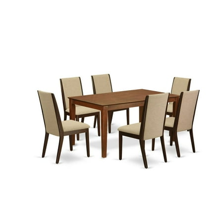 East West Furniture Dining Room Set Mahogany CALA7-MAH-04 East West Furniture Dining Room Set Mahogany CALA7-MAH-04