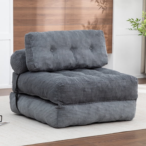 Leumius Folding Sofa Bed,68.5 inch Convertible Sleeper Sofa Chair with Pillow,Foldable Mattress Futon with Back Support,Soft Sleeper Chair Bed Floor Sofa for Living Room Bedroom,Dark Gray