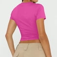 thumbnail image 4 of CIENVNSTG Womens Buttery Soft Crop T Shirts Summer Short Sleeve Crew Neck Slim Fit Silhouette Y2k Retro Casual Basic Workout Tops for Lounge Street Wear And Everyday Use Hot Pink L, 4 of 6