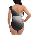 thumbnail image 5 of Uemuo Astronaut Sitting On Mercury Planet Print Women's One Piece Swimsuit Asymmetrical Neck Bathing Suit One Shoulder Side Cutout Ruffle Swimwear-, 5 of 6