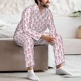thumbnail image 5 of Salouo Flamingo On Checkered Print Button-Front Long Sleeve Pajama Set for Men, Soft 2Pjs Men's Long Sleeve Sleepwear -Medium, 5 of 7