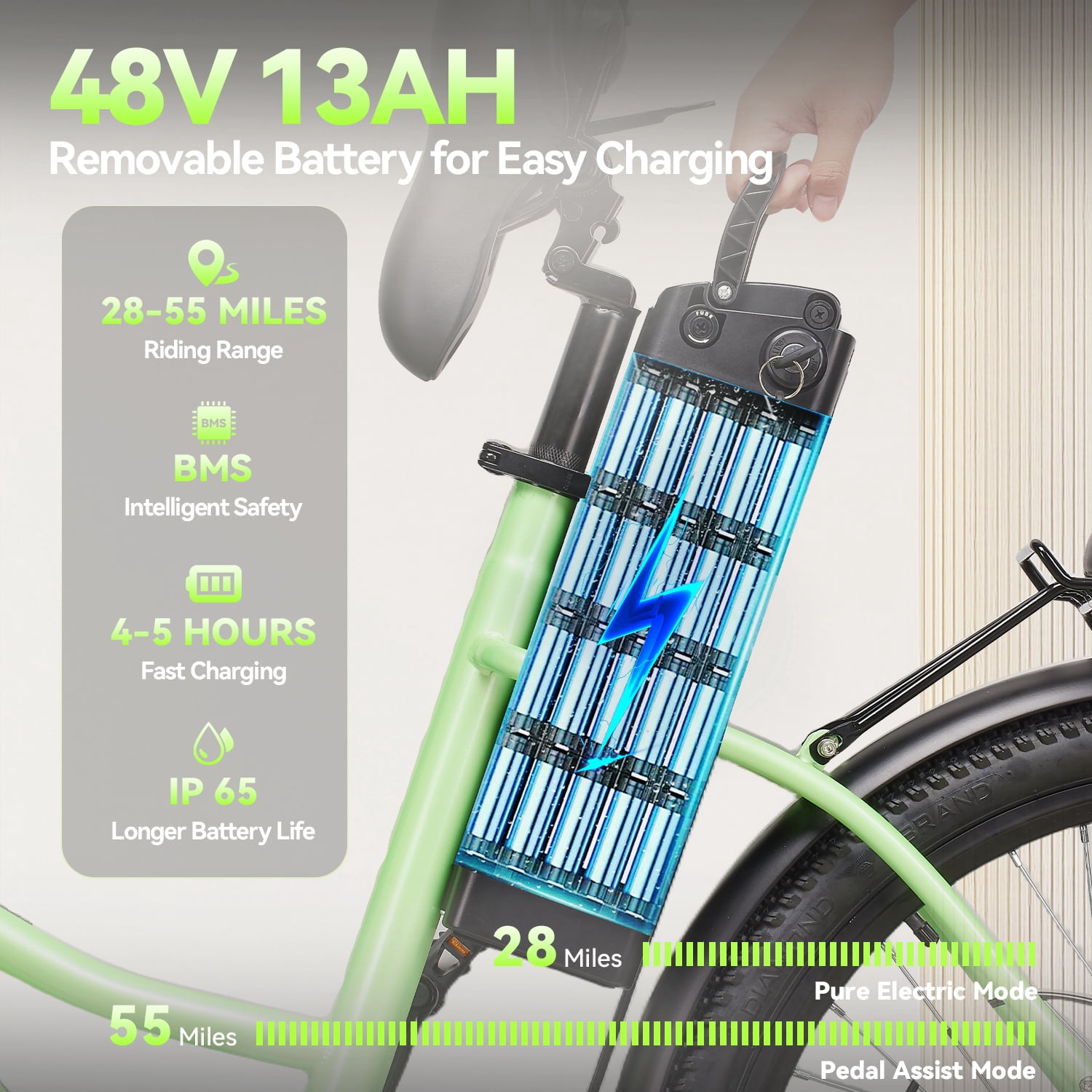 ZNH 24" Electric Bike for Adults 16+, 700W Motor Ebike with 48V 13Ah Battery, 20MPH Max Speed, UL2849 Certified, Recreational Use Only