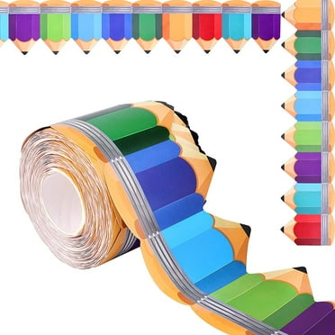 Pencils Border Trim - 66ft/20m Bulletin Board Borders, Colorful Back-to-School Decoration Borders for Classroom and School Bulletin Board