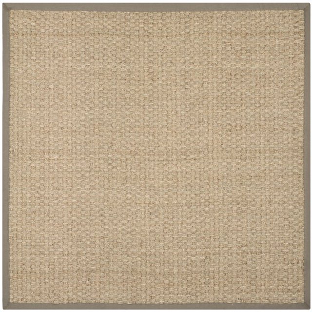 Safavieh Natural Fiber Collection NF114P Basketweave Natural and Grey Seagrass Square Area Rug (10' Square)