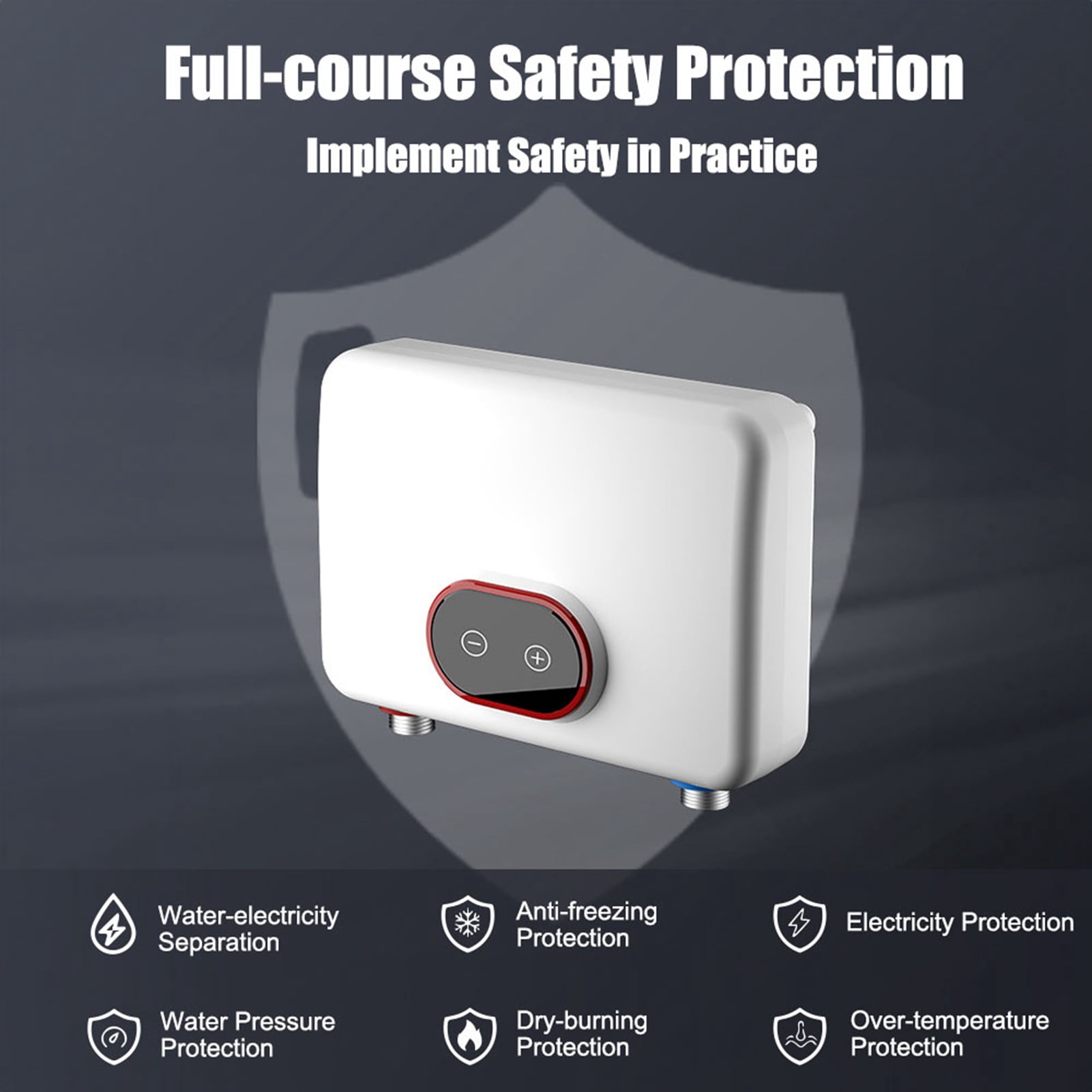 Riousery Instant Electric Tankless Water Heater 5.5kW IPX4 Water Resistant LED Display Thermostatic Control System