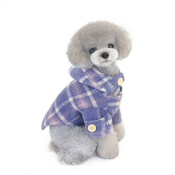 kladzum Pet Clothing Dog Clothes Fall and Winter Clothing New Tartan Trench Coat Dog Clothes Warm Dogs Costume Jacket