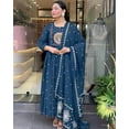 thumbnail image 2 of KLOSIA Women Embroidery Solid Anarkali Kurta and Pant Set with Dupatta - Indian Ethnic Traditional Wear Anarkali Kurta Set, 2 of 7